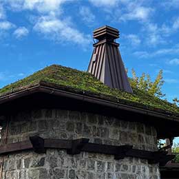 Schornstein in Kupfer Stehplatz mit Gründach